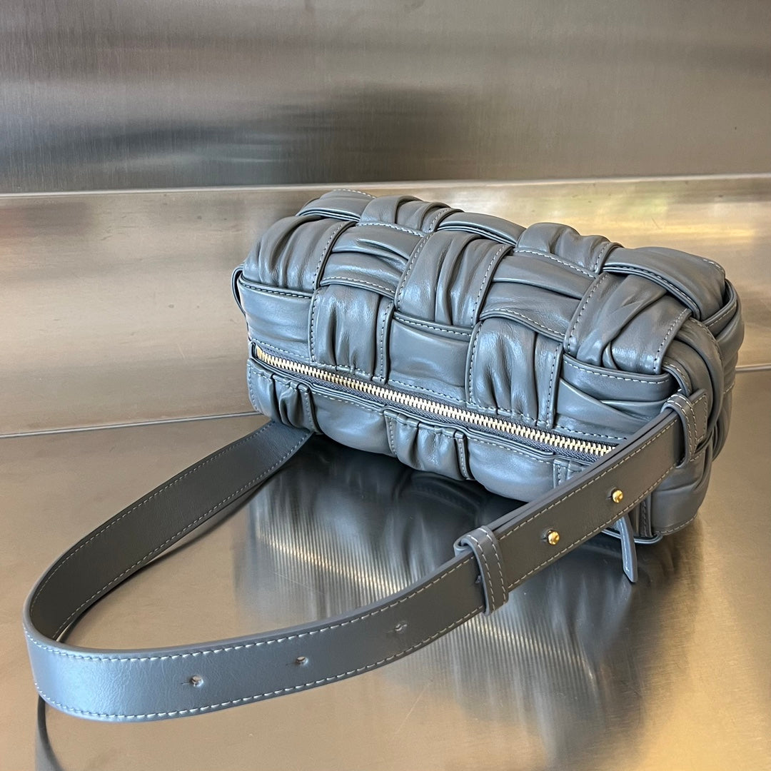 Bottega Veneta Small Brick Cassette 23 in Zinc Gray Soft Lambskin Bag