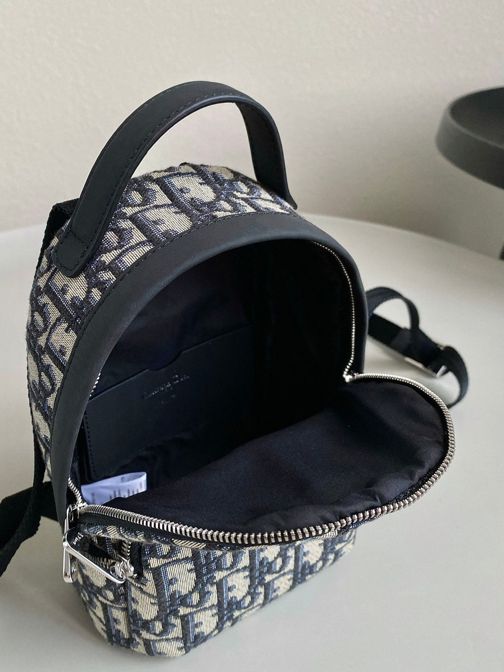 Dior Mini Rider Backpack 24 Beige and Black Oblique Jacquard