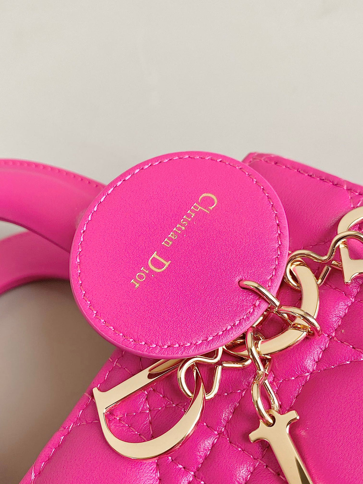 Dior Medium Lady 20 Handbag in Hot Pink Lambskin