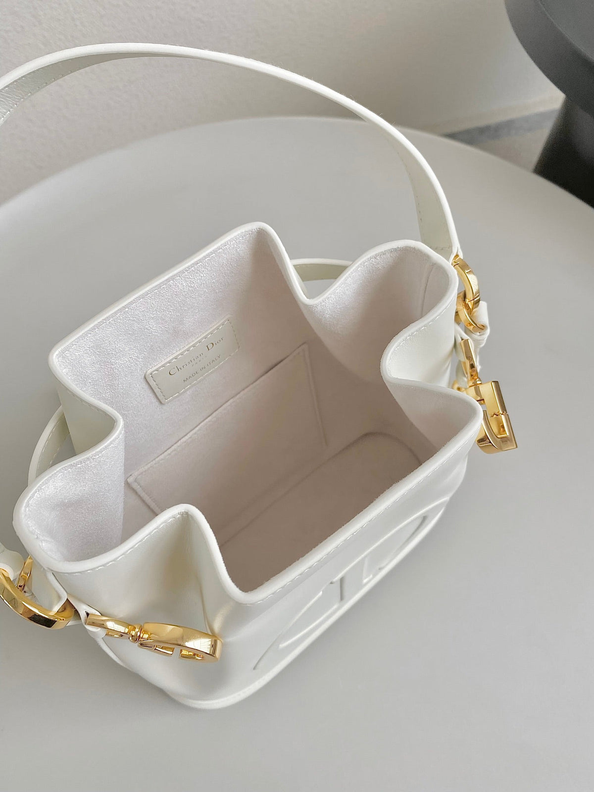 Dior Medium C'Est 24 in White Cd-Embossed Calfskin Bag