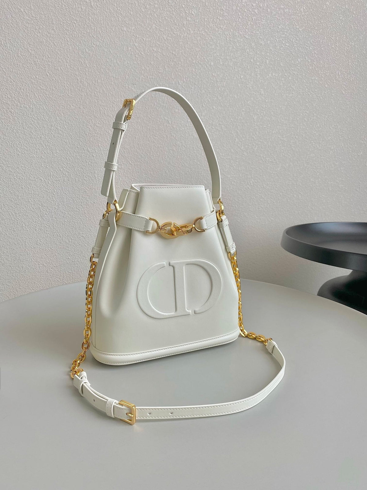 Dior Medium C'Est 24 in White Cd-Embossed Calfskin Bag