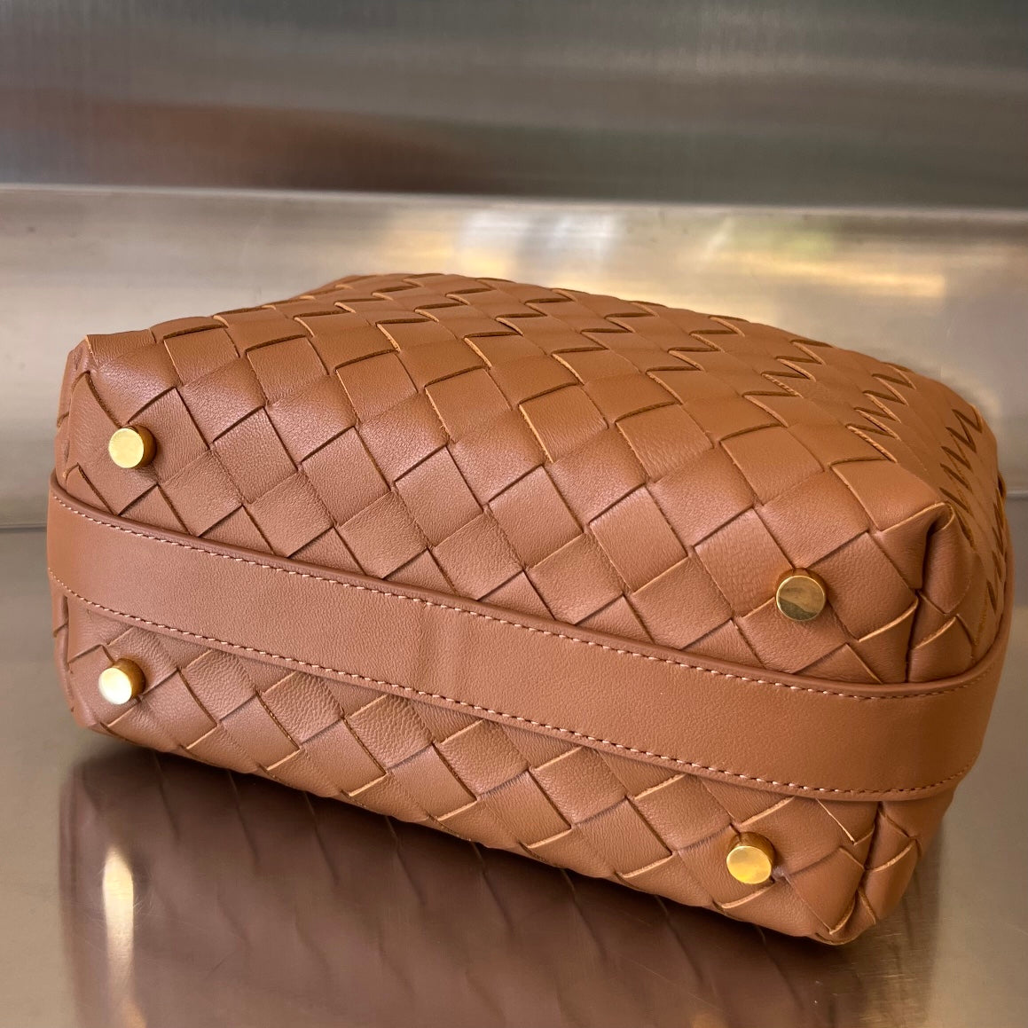 Bottega Veneta Wallace 22 Bag in Russet Brown Calfskin