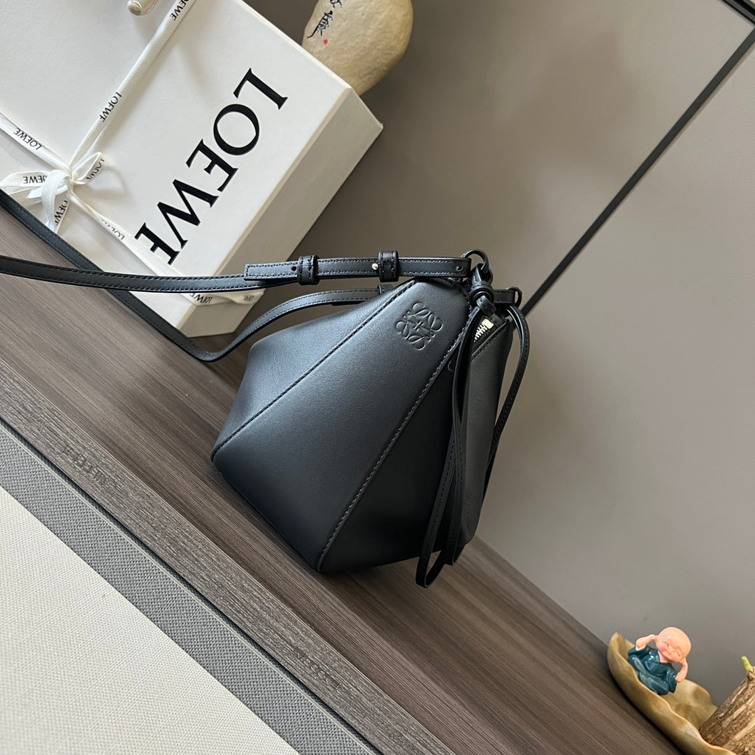 Loewe Luna Hobo 28 Bag in Black Calfskin