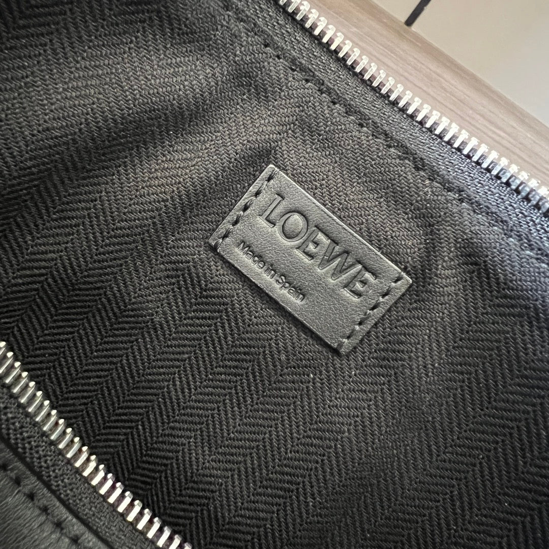 Loewe Luna Hobo 28 Bag in Black Calfskin