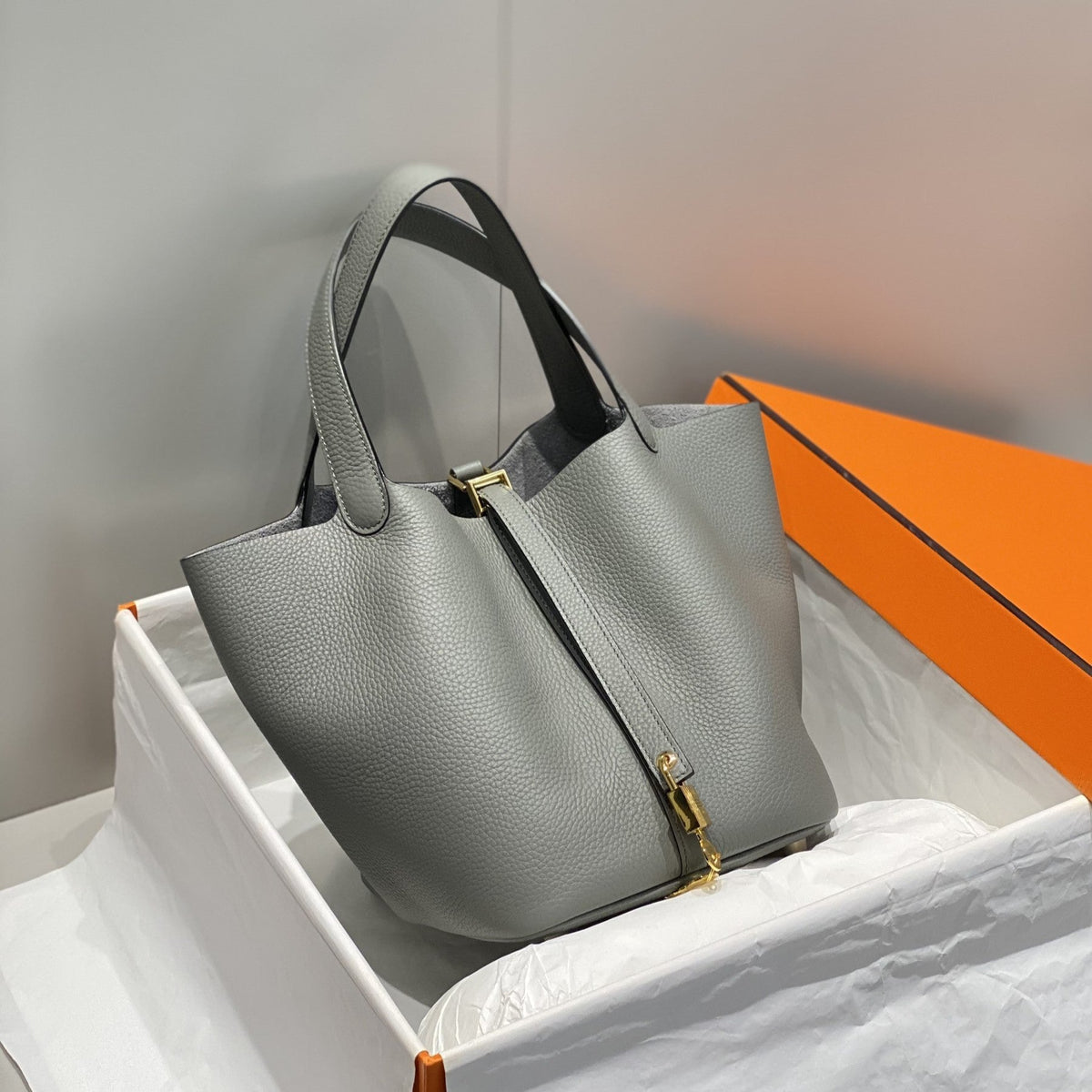 Hermes Picotin Lock 22 Grey Togo Ghw Bag