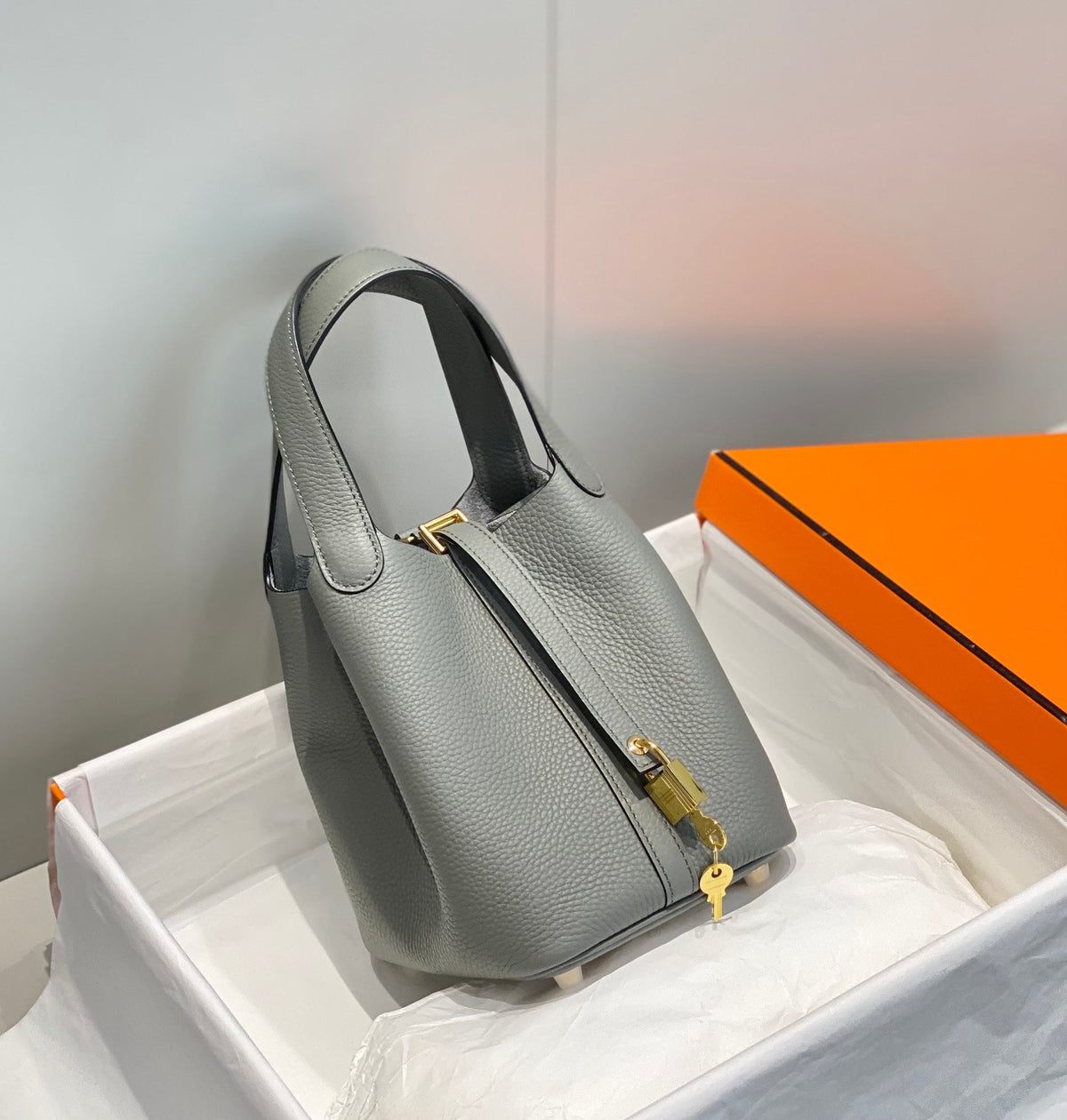 Hermes Picotin Lock 18 Grey Togo Ghw Bag