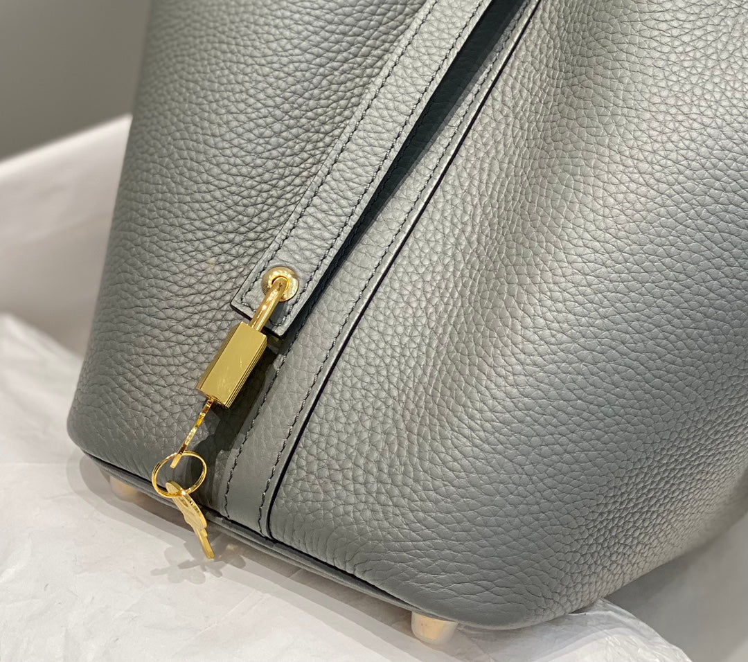 Hermes Picotin Lock 18 Grey Togo Ghw Bag