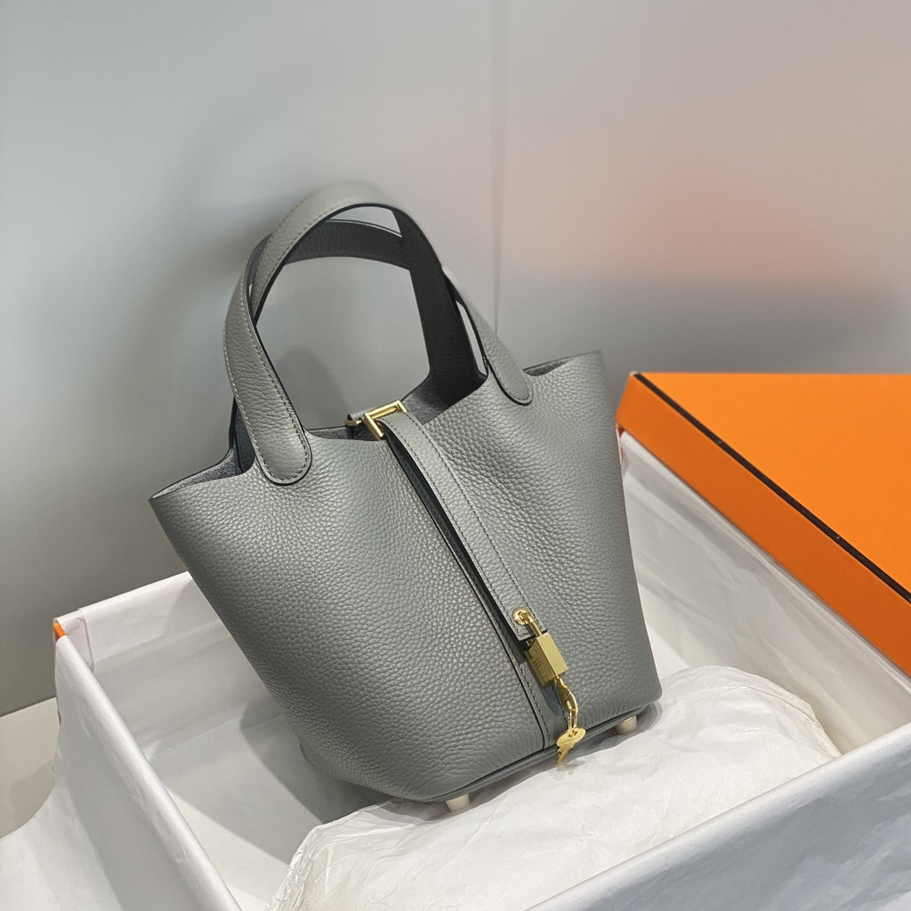 Hermes Picotin Lock 18 Grey Togo Ghw Bag
