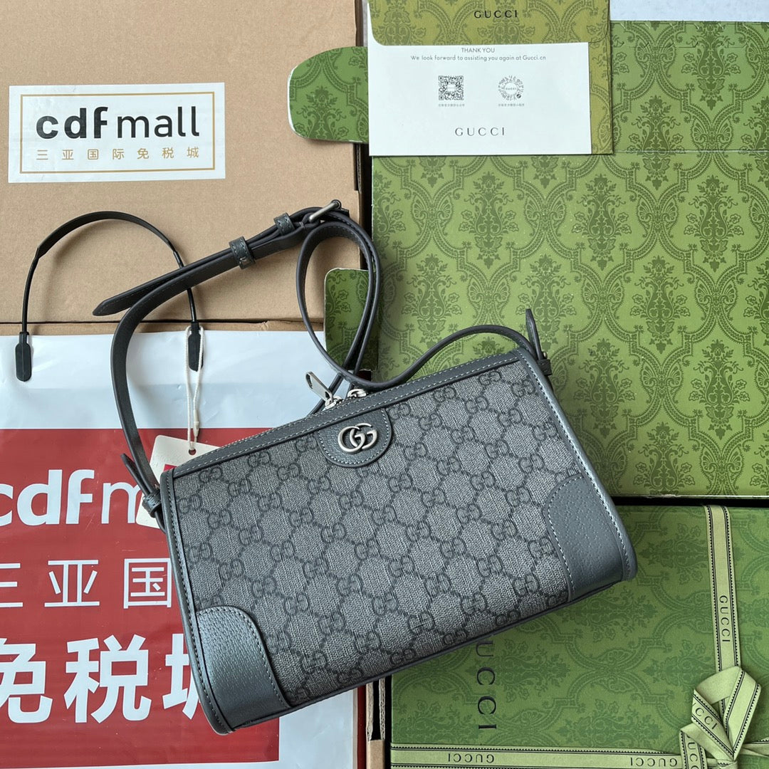 Gucci Ophidia Messenger Bag 35 in Grey Black Calfskin