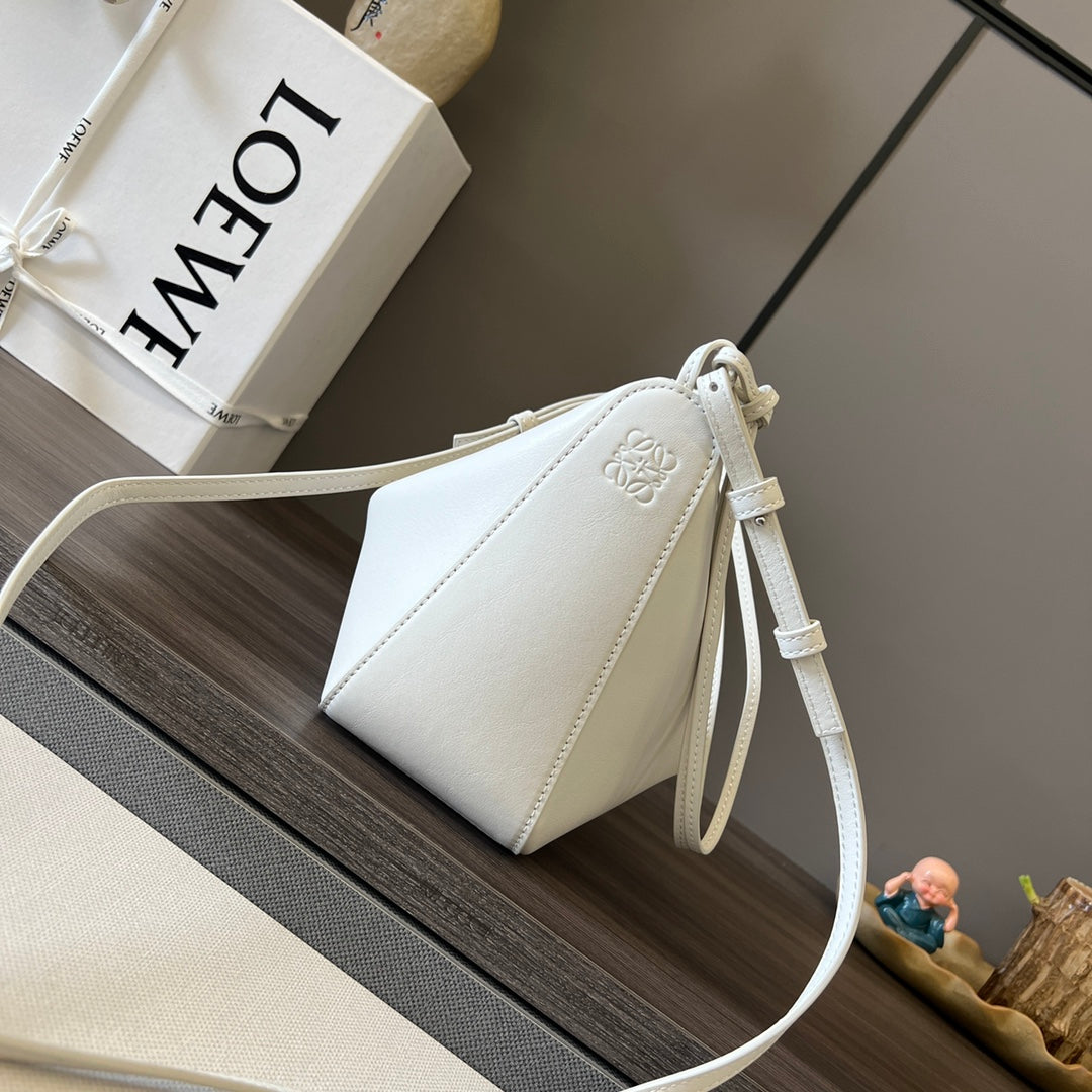 Loewe Luna Hobo 28 Bag in White Calfskin