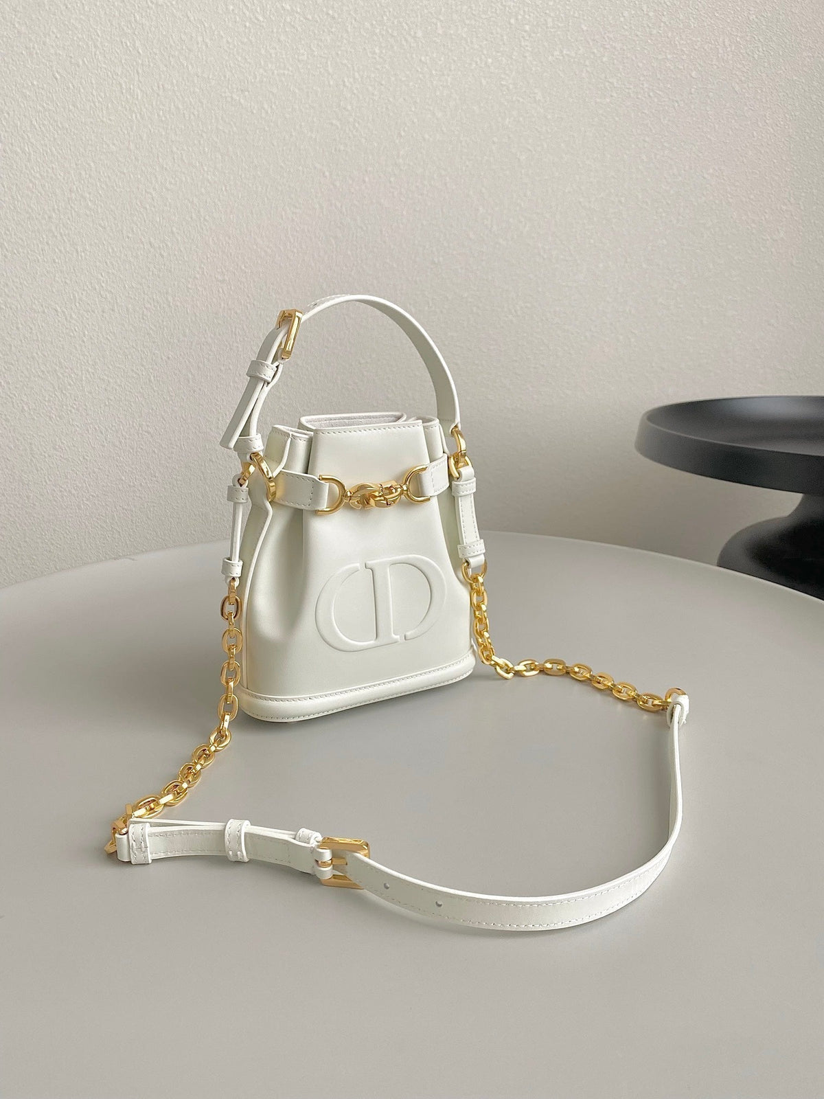 Dior Small C'Est 18 in White Cd-Embossed Calfskin Bag