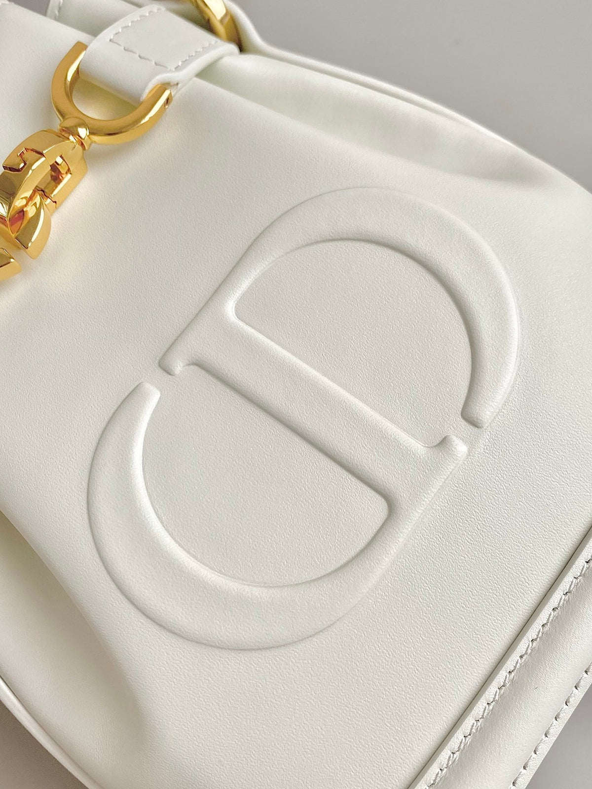 Dior Small C'Est 18 in White Cd-Embossed Calfskin Bag