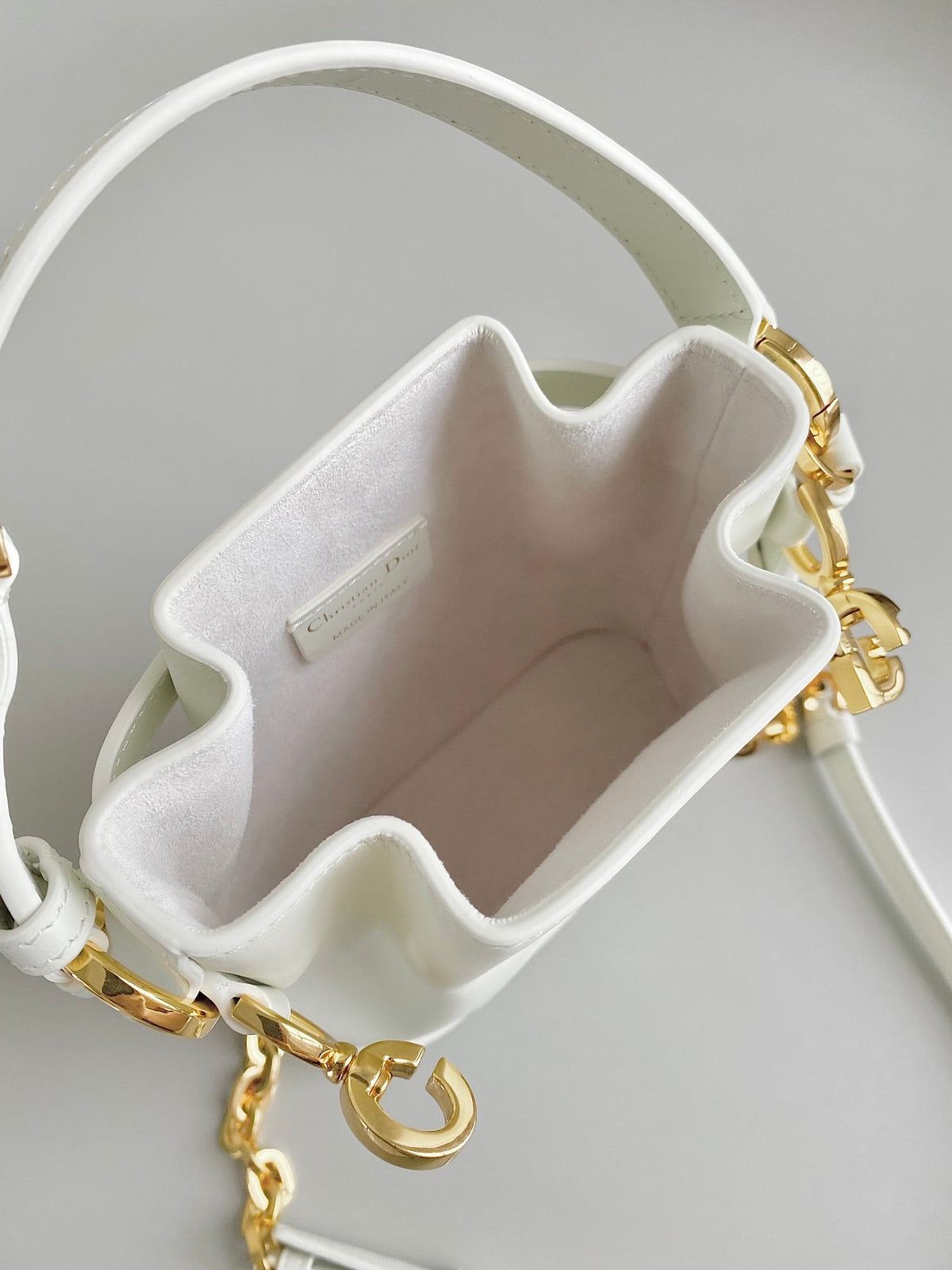 Dior Small C'Est 18 in White Cd-Embossed Calfskin Bag