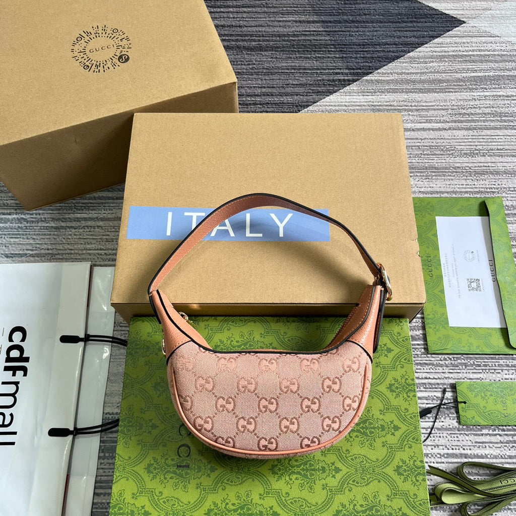 Gucci Ophidia Mini 20 Bag in Light Pink Canvas and Calfskin