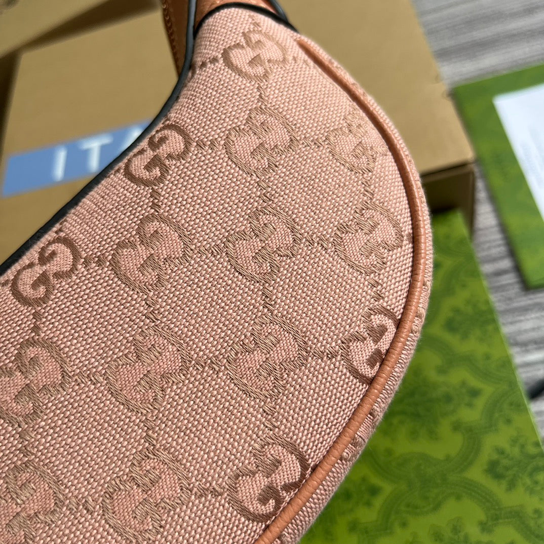 Gucci Ophidia Mini 20 Bag in Light Pink Canvas and Calfskin