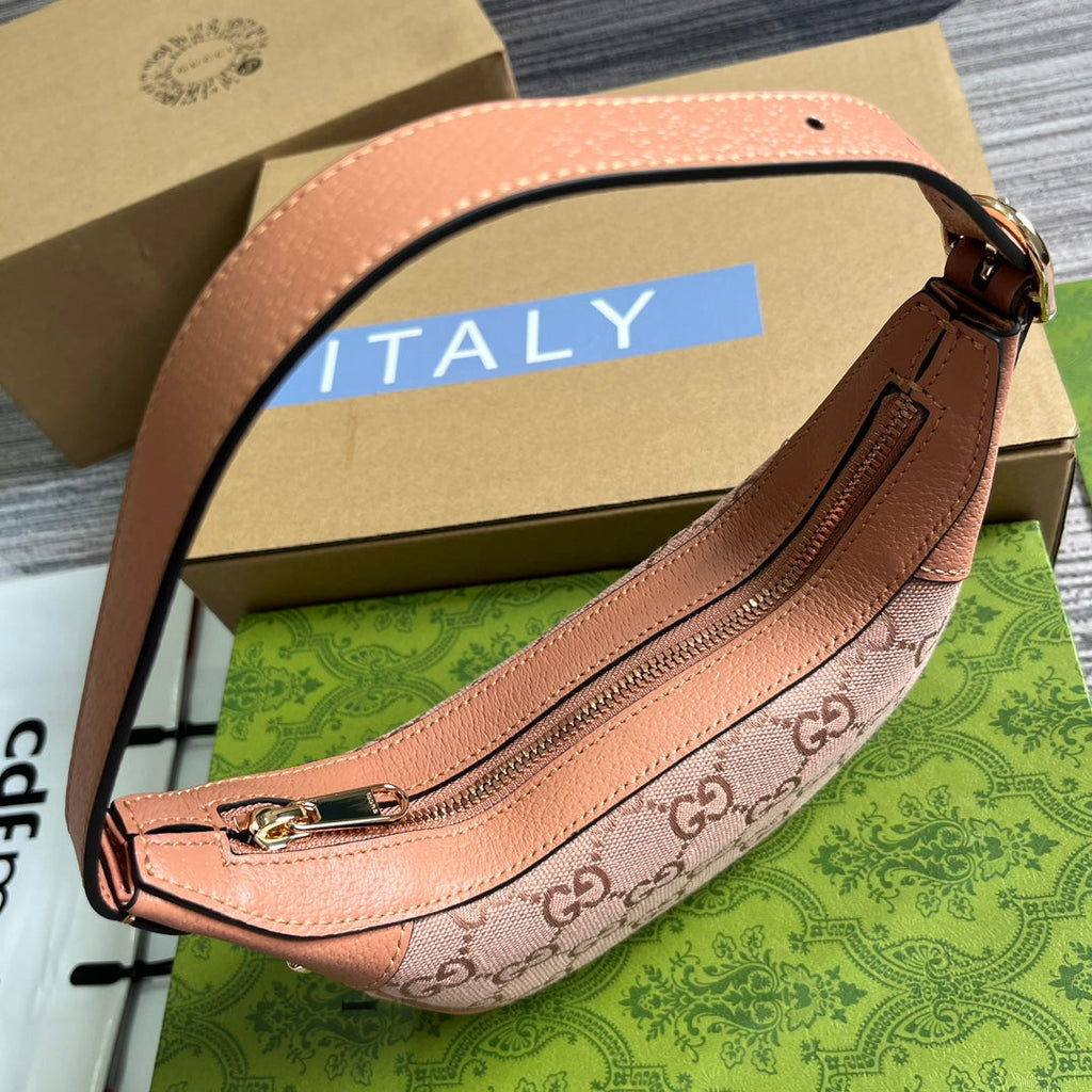 Gucci Ophidia Mini 20 Bag in Light Pink Canvas and Calfskin