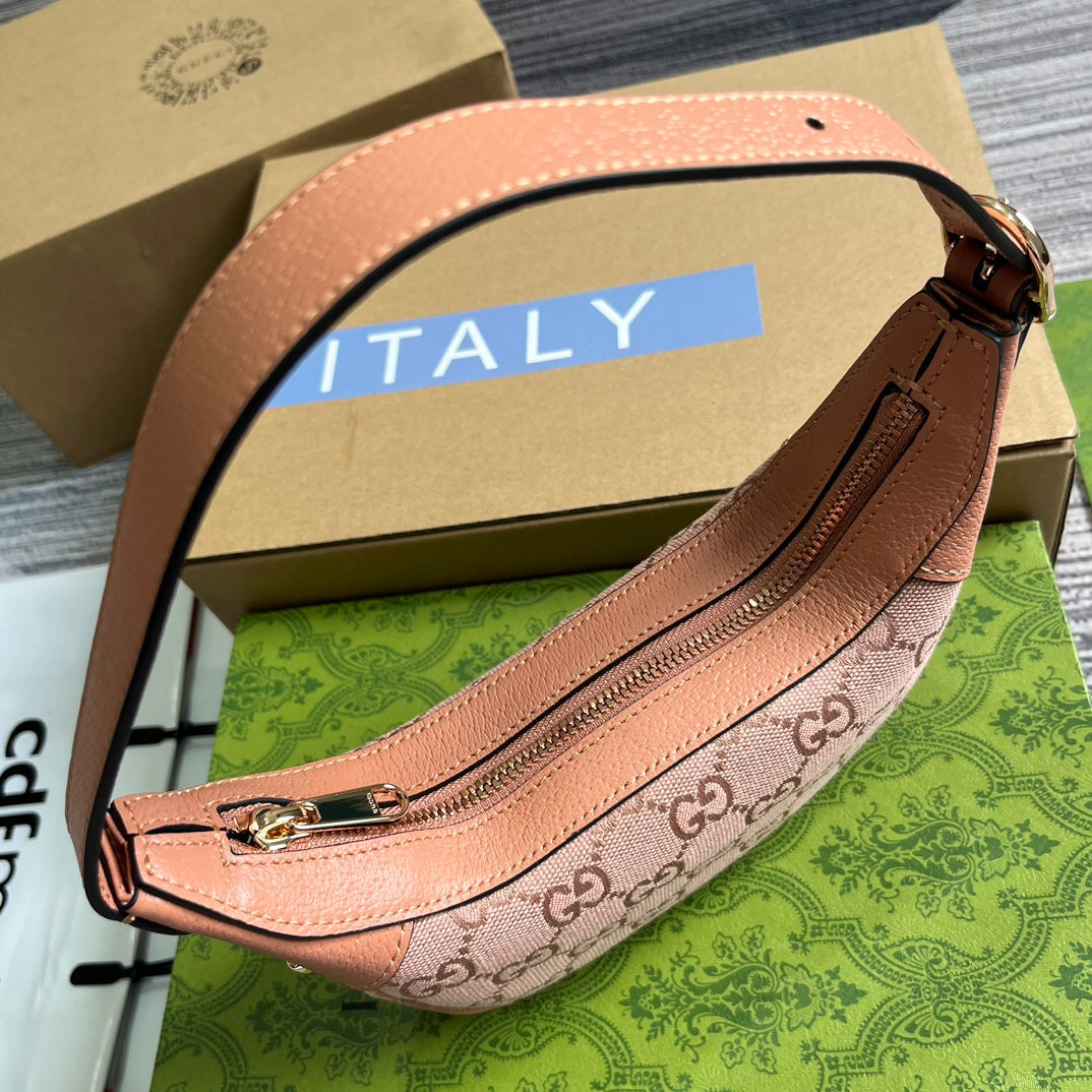 Gucci Ophidia Mini 20 Bag in Light Pink Canvas and Calfskin
