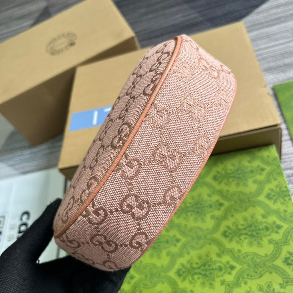 Gucci Ophidia Mini 20 Bag in Light Pink Canvas and Calfskin