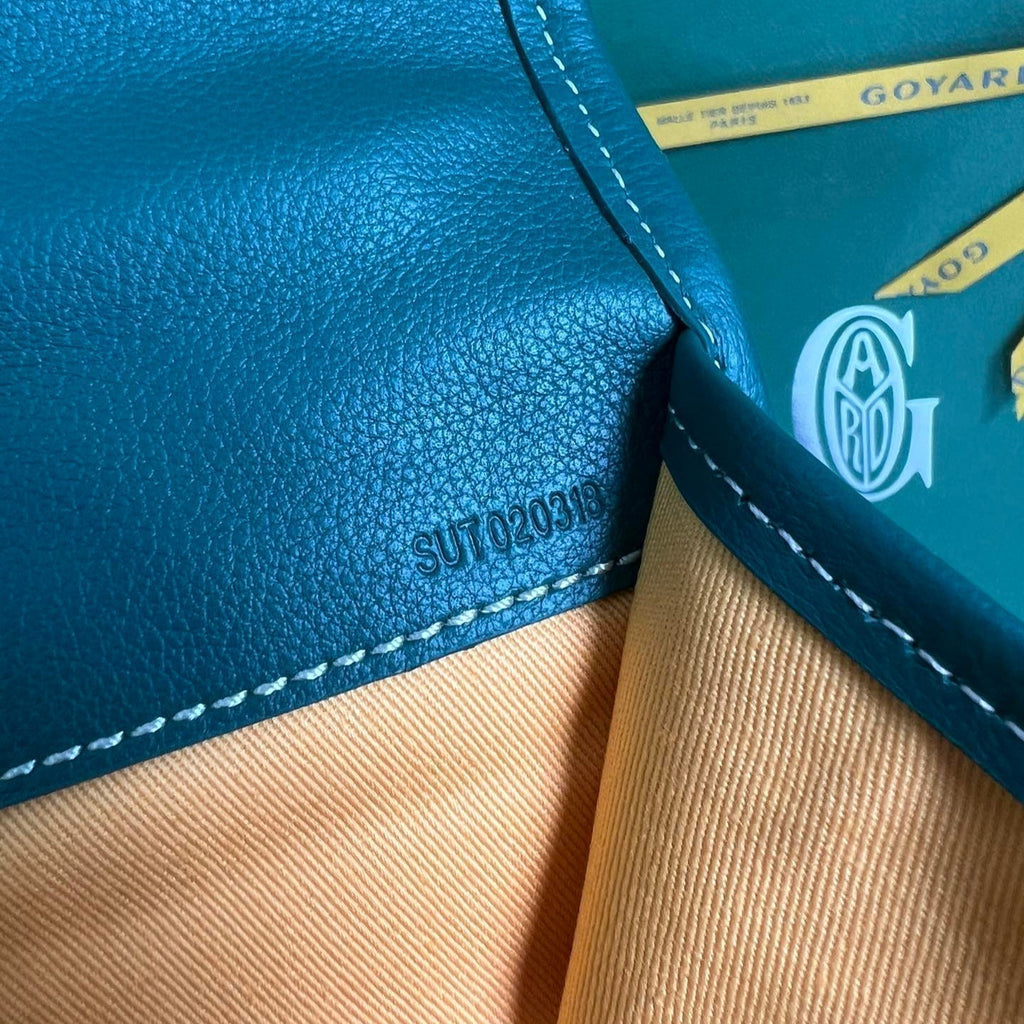 Goyard Saint Léger Backpack 35 in Green Goyardine Canvas and Calfskin with Cartoon Patch