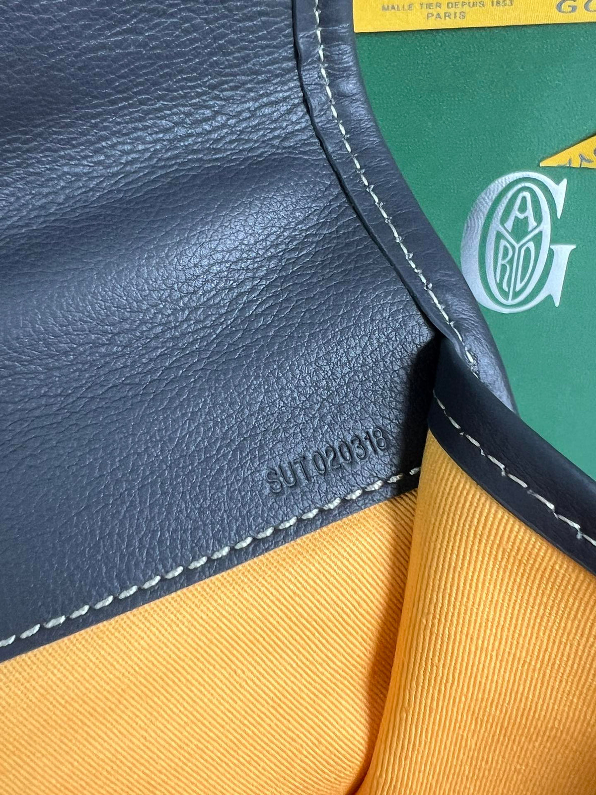 Goyard Saint Léger Backpack 35 in Black Goyardine Canvas and Calfskin with Cartoon Patch
