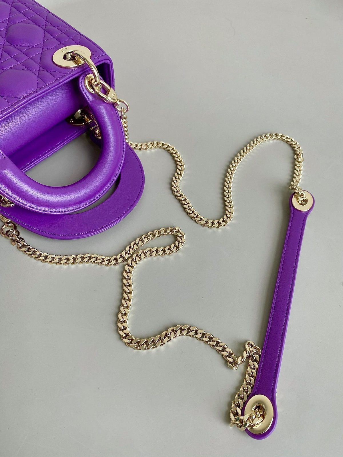 Dior Lady 17 in Violet Purple Lambskin with Cannage Pattern Bag