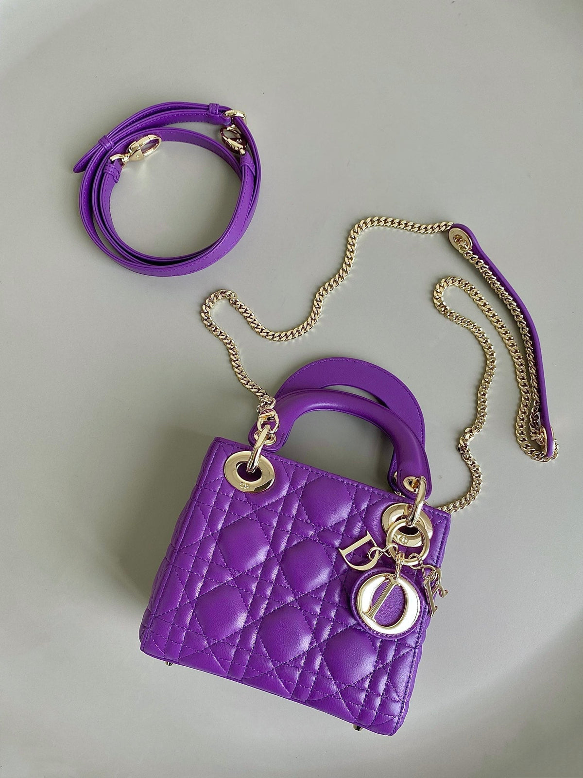 Dior Lady 17 in Violet Purple Lambskin with Cannage Pattern Bag