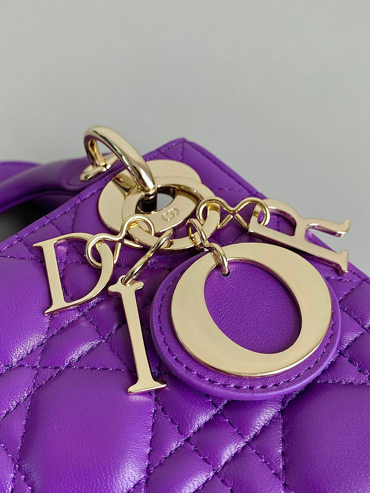 Dior Lady 17 in Violet Purple Lambskin with Cannage Pattern Bag