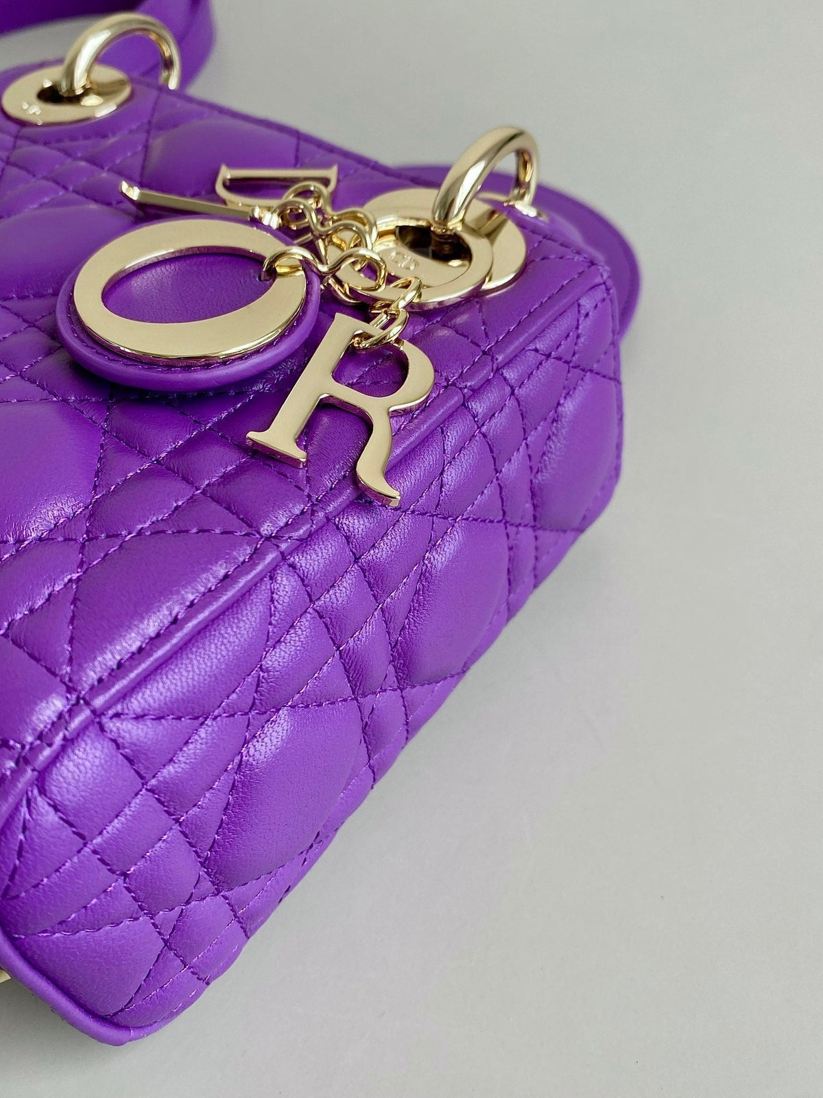 Dior Lady 17 in Violet Purple Lambskin with Cannage Pattern Bag