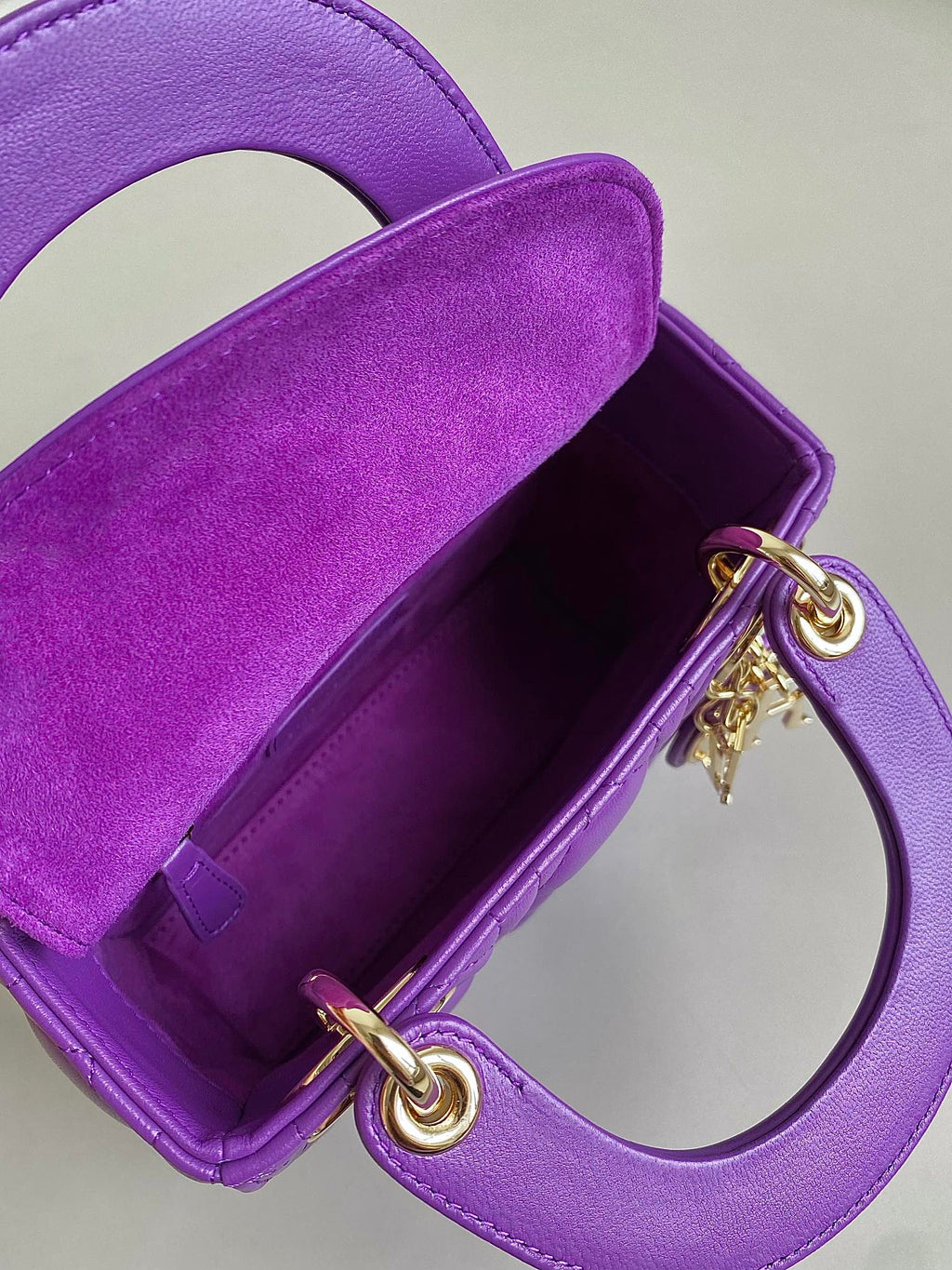 Dior Lady 17 in Violet Purple Lambskin with Cannage Pattern Bag