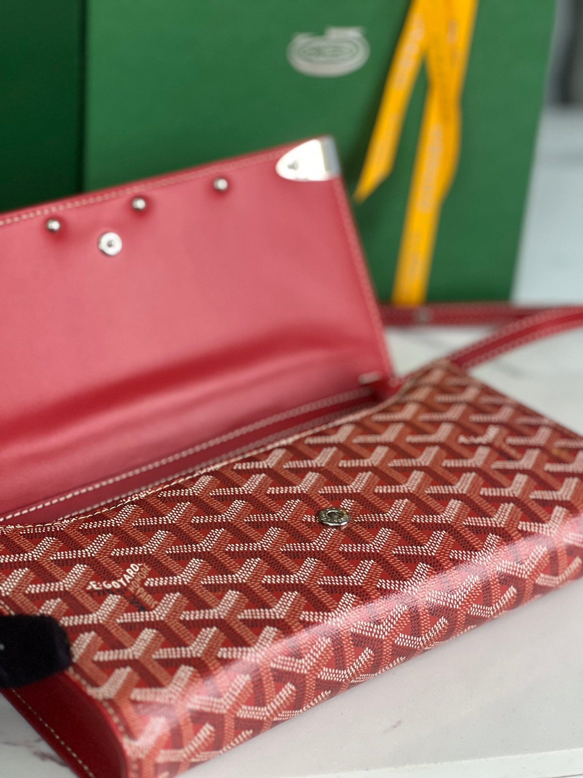 Goyard Monte-Carlo PM Clutch 25 in Classic Red Goyardine Canvas