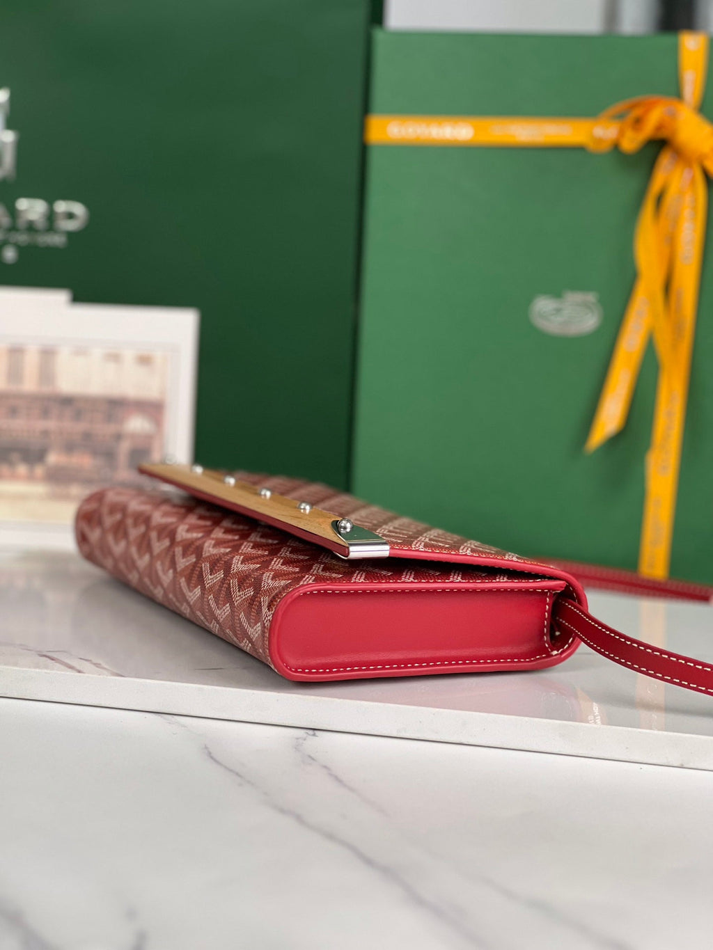 Goyard Monte-Carlo PM Clutch 25 in Classic Red Goyardine Canvas
