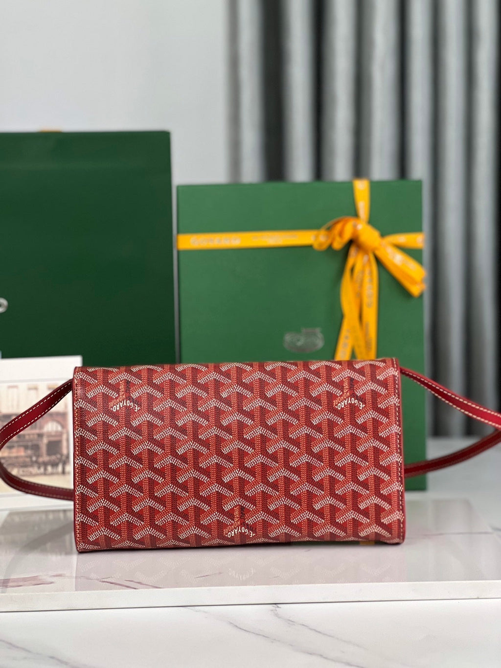 Goyard Monte-Carlo PM Clutch 25 in Classic Red Goyardine Canvas