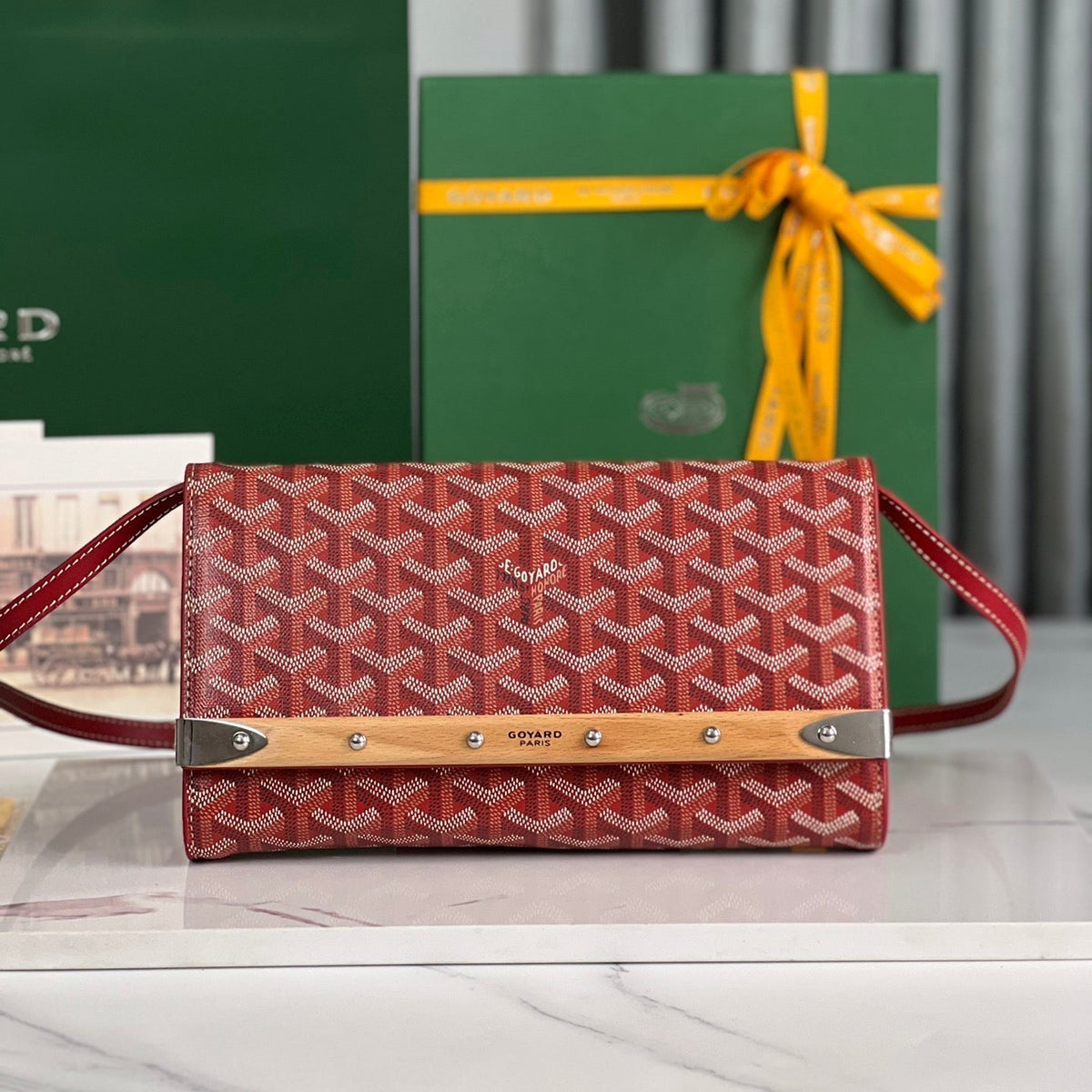 Goyard Monte-Carlo PM Clutch 25 in Classic Red Goyardine Canvas