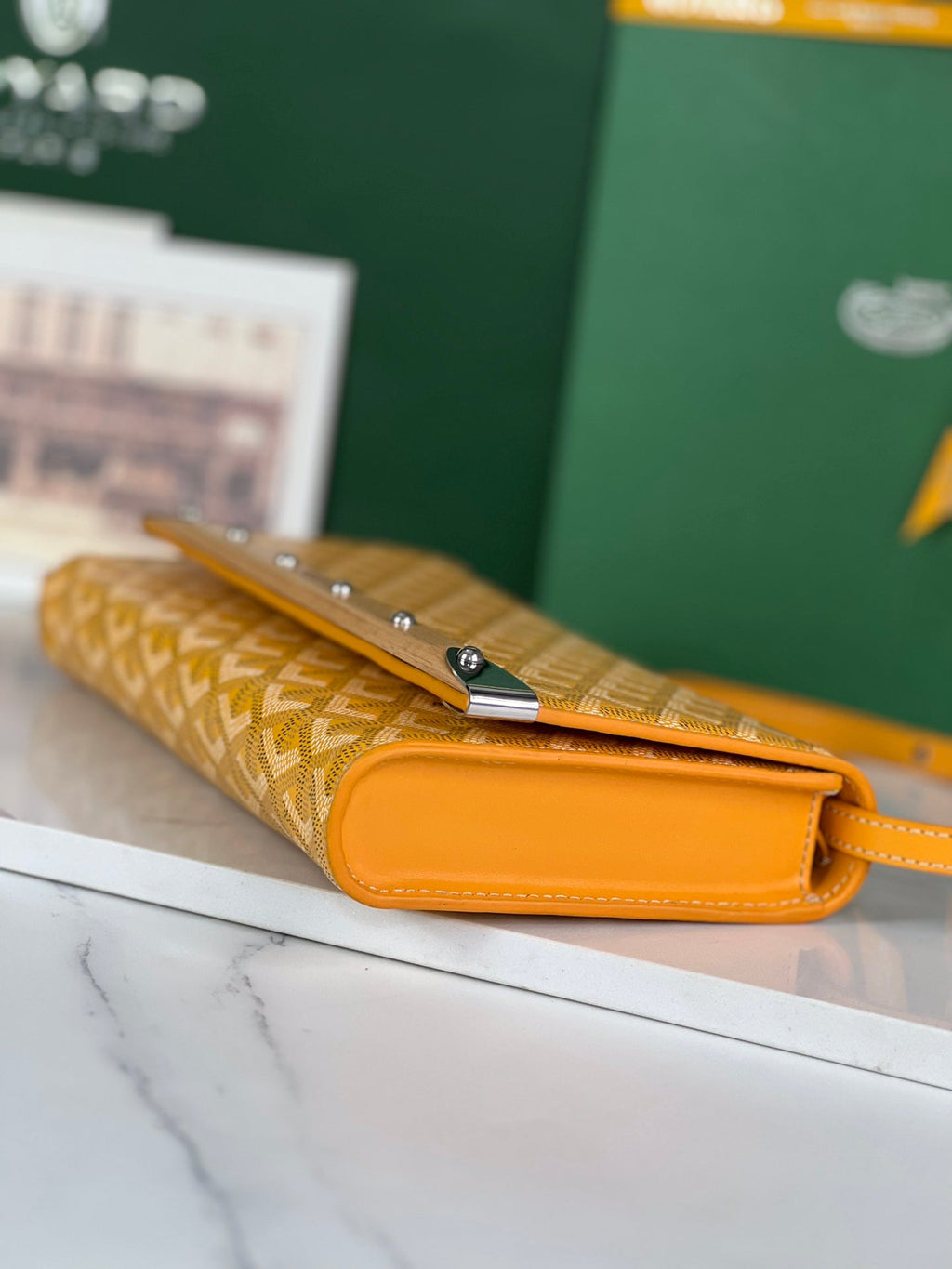 Goyard Monte-Carlo PM Clutch 25 in Yellow Goyardine Canvas