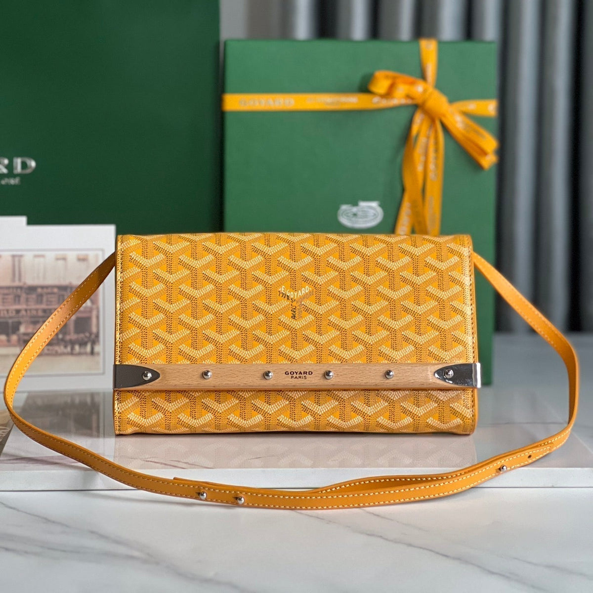 Goyard Monte-Carlo PM Clutch 25 in Yellow Goyardine Canvas