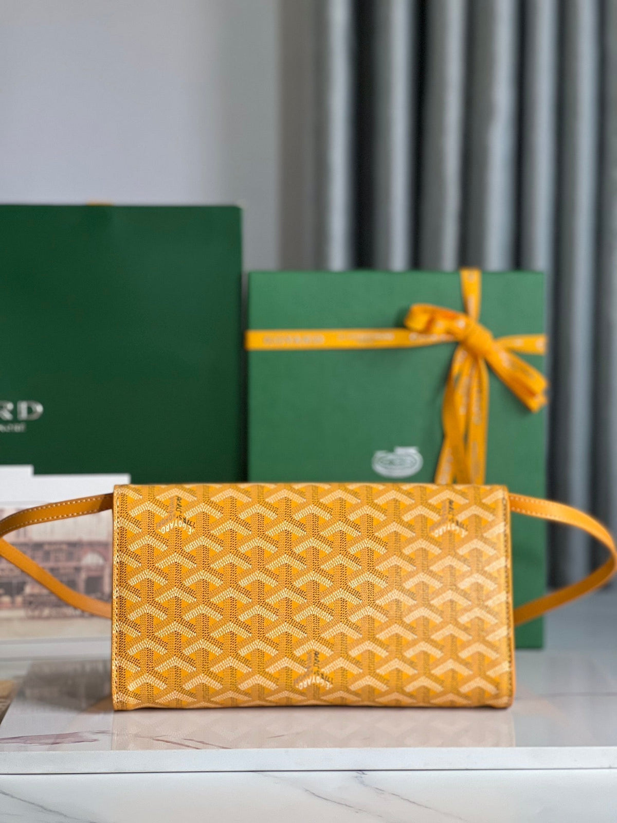 Goyard Monte-Carlo PM Clutch 25 in Yellow Goyardine Canvas