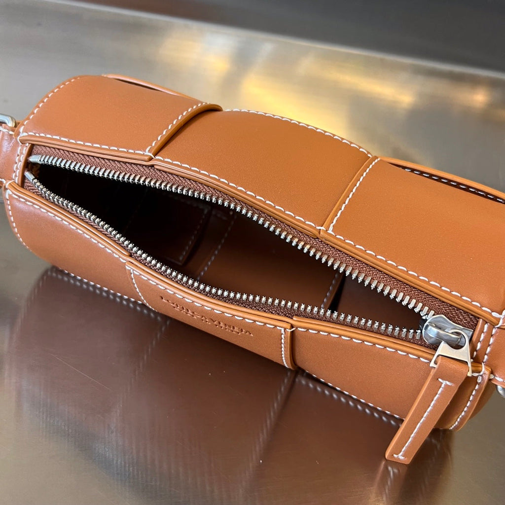 Bottega Veneta Small Cylinder Cassette 21 in Raw Sienna Calfskin Bag