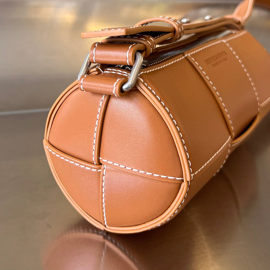 Bottega Veneta Small Cylinder Cassette 21 in Raw Sienna Calfskin Bag