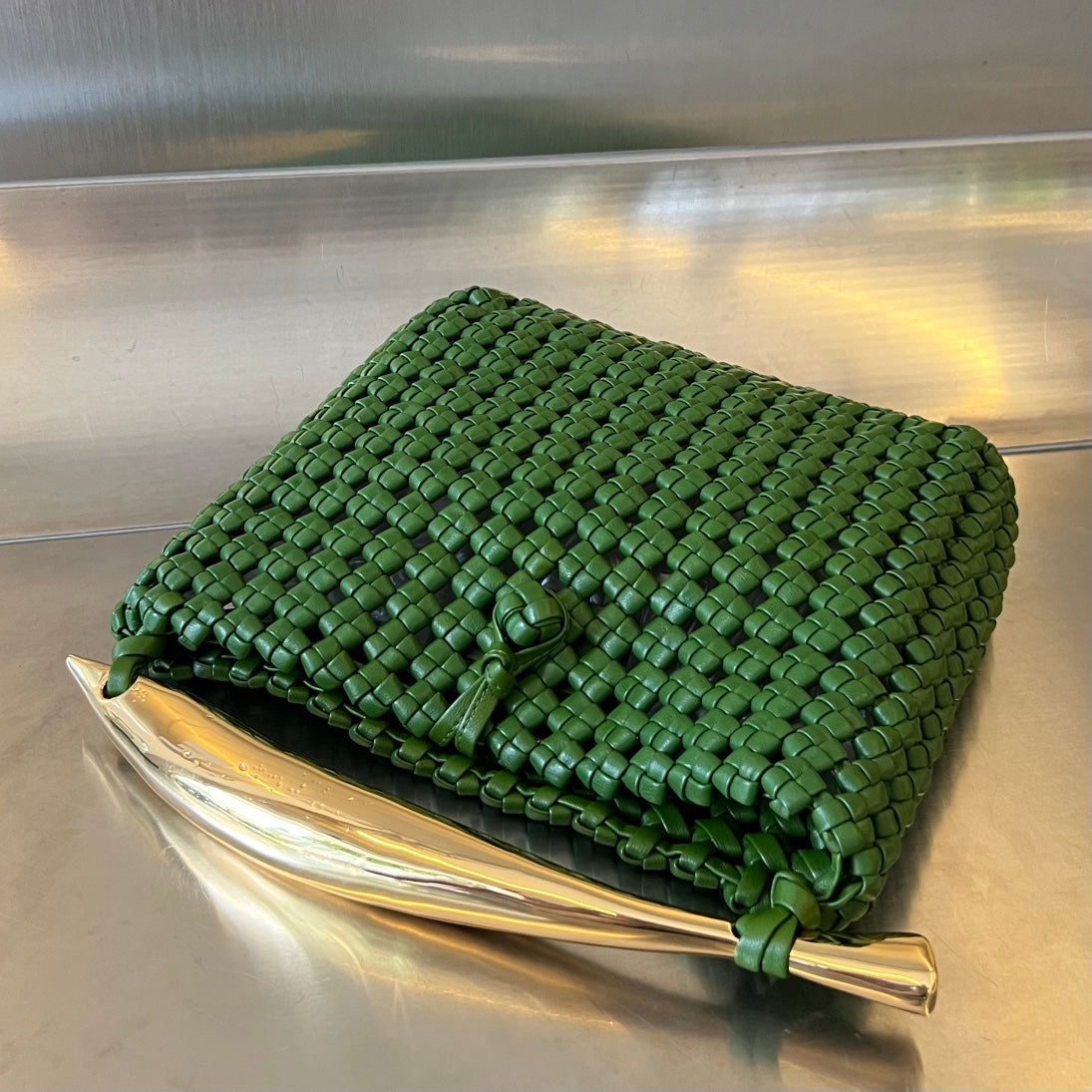 Bottega Veneta Sardine 29 Bag in Green Lambskin