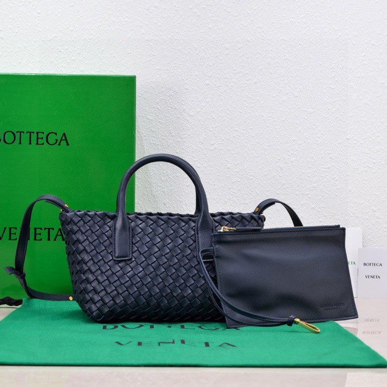 Bottega Veneta Mini Cabat 20cm Blue Lambskin Ghw Bag