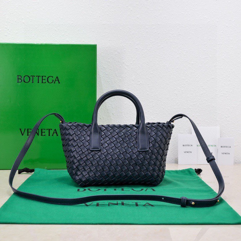 Bottega Veneta Mini Cabat 20cm Blue Lambskin Ghw Bag