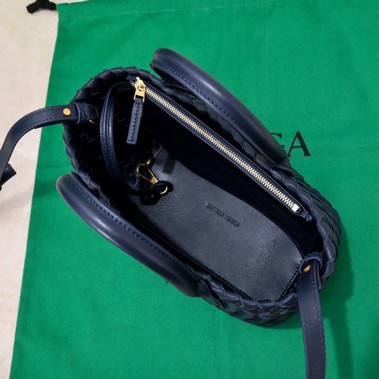 Bottega Veneta Mini Cabat 20cm Blue Lambskin Ghw Bag