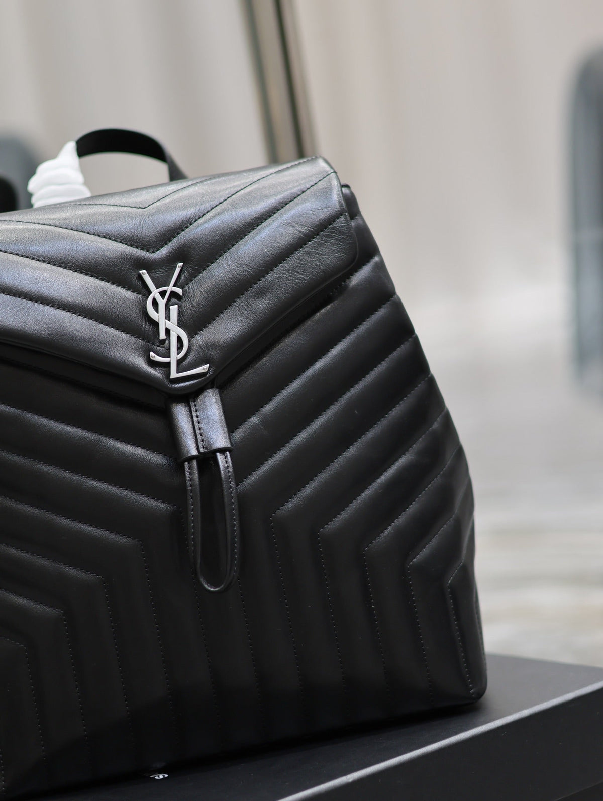 Saint Laurent Lou Backpack 33 in Black Quilted Calfskin Silver Hardware