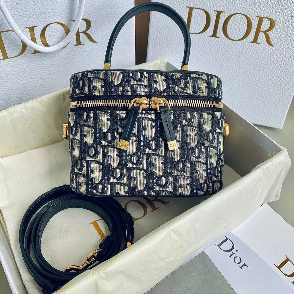 Dior Signature Vanity 16 in Blue Oblique Jacquard Bag