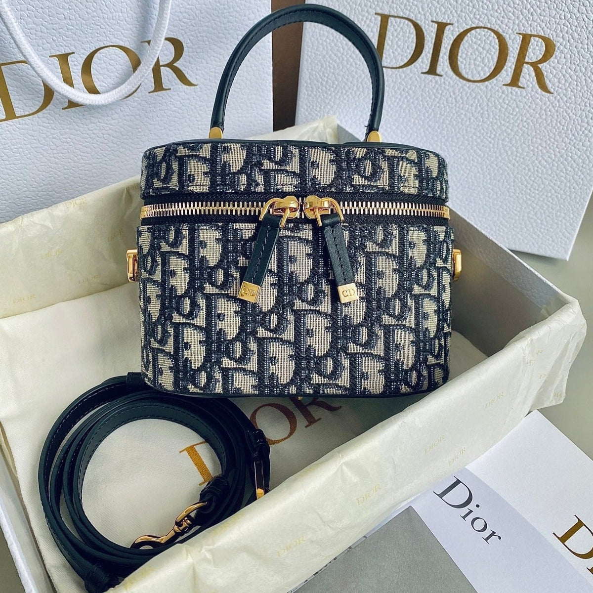 Dior Signature Vanity 16 in Blue Oblique Jacquard Bag