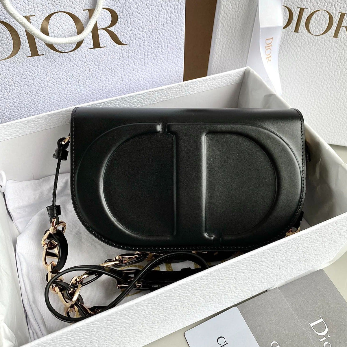 Dior Signature Hobo 21 Bag in Black Calfskin
