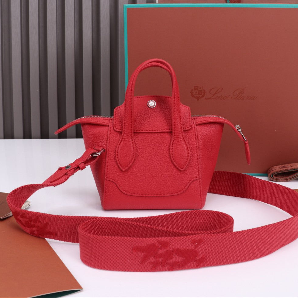 Loro Piana Nano Smile Bag 18 in Crimson Red Calfskin