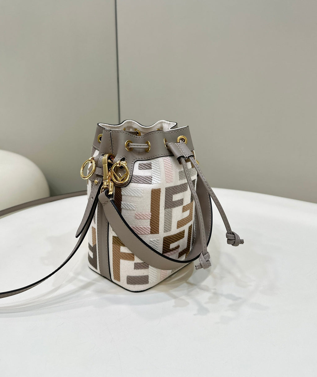 Fendi Mon Tresor 18 with Ff Motif in Multicolor Jacquard Fabric Bag