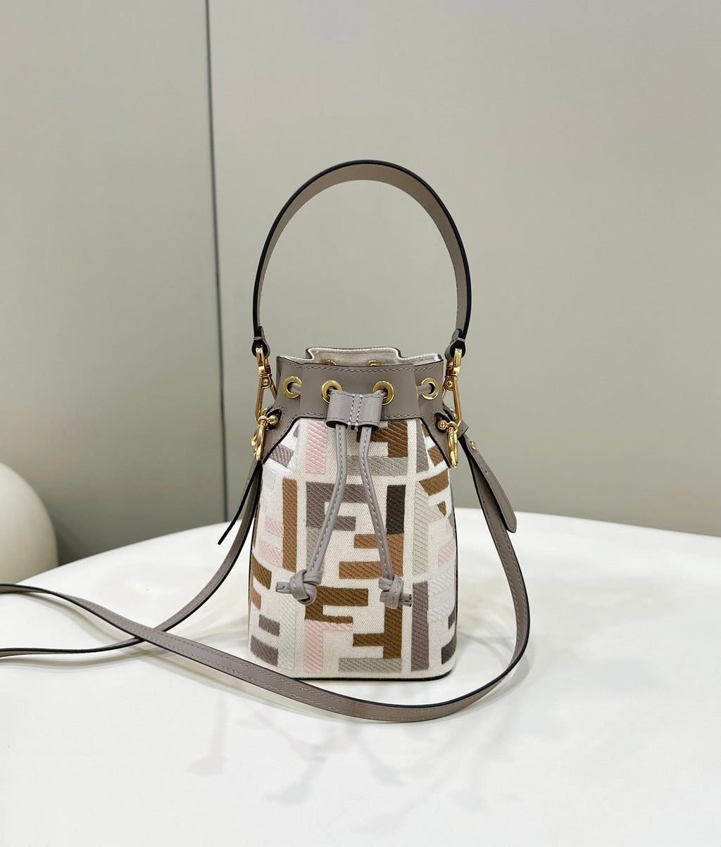 Fendi Mon Tresor 18 with Ff Motif in Multicolor Jacquard Fabric Bag