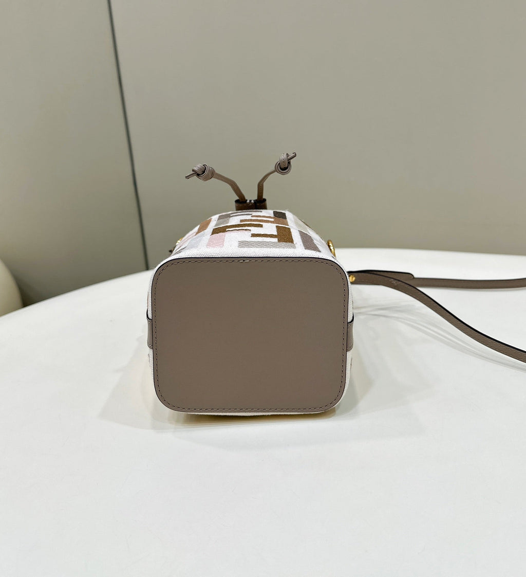 Fendi Mon Tresor 18 with Ff Motif in Multicolor Jacquard Fabric Bag